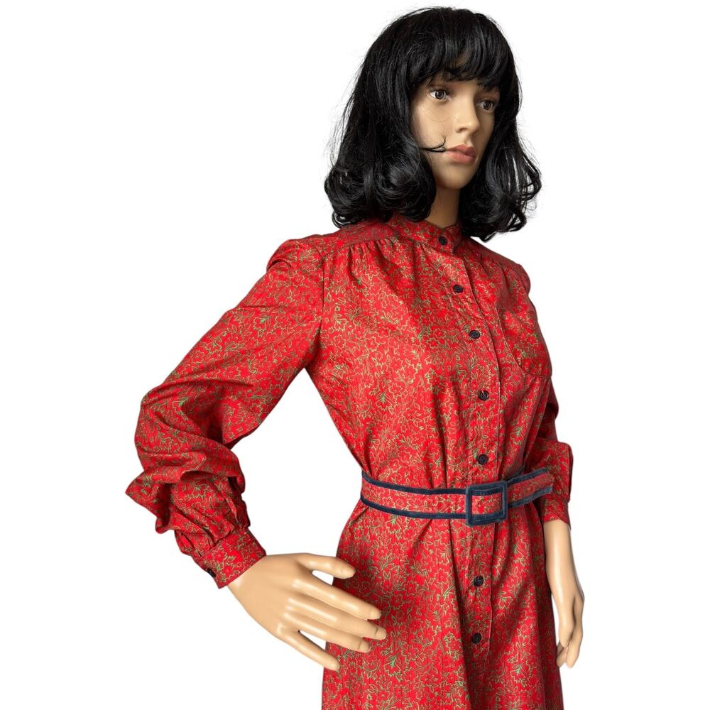 Vintage Schrader Sport New York red Mandarin collar belted dress medium - Picture 2 of 16